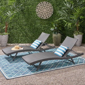 English Elm Christopher Knight Home® - Kauai Pe Wicker Chaise Lounge Set - Stylish, Adjustable Outdoor Seating For Ultimate Relaxation! 54087.00GRYMP2