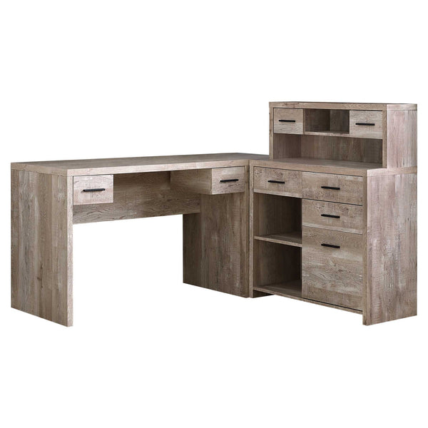 Homeroots 63" Taupe L Shape Computer Desk With Eight Drawers Taupe  333527