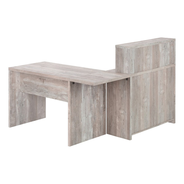 HomeRoots 63" L Shape Computer Desk with Eight Drawers for Modern Workspaces - Stylish, Durable Design! Taupe 333527