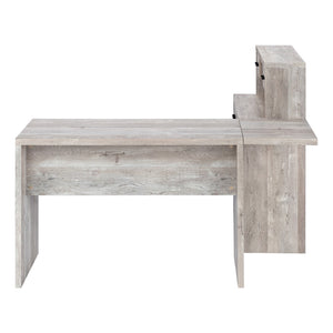 HomeRoots 63" L Shape Computer Desk with Eight Drawers for Modern Workspaces - Stylish, Durable Design! Taupe 333527