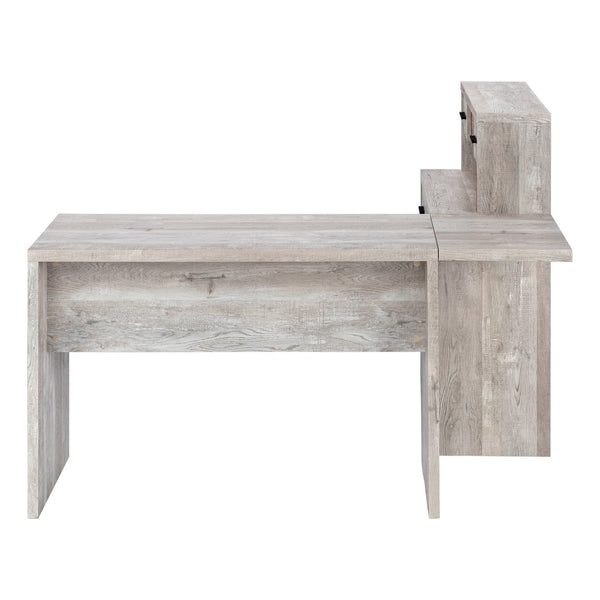 HomeRoots 63" L Shape Computer Desk with Eight Drawers for Modern Workspaces - Stylish, Durable Design! Taupe 333527