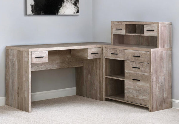 Homeroots 63" Taupe L Shape Computer Desk With Eight Drawers Taupe  333527