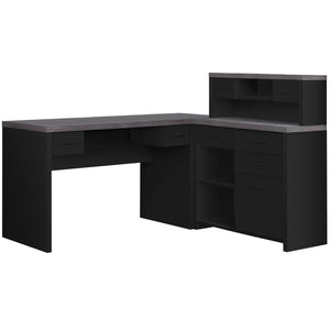 Homeroots 59" Gray And Black L Shape Computer Desk With Eight Drawers Black,Grey  333528
