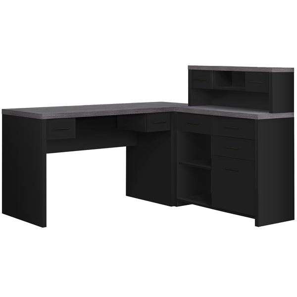Homeroots 59" Gray And Black L Shape Computer Desk With Eight Drawers Black,Grey  333528