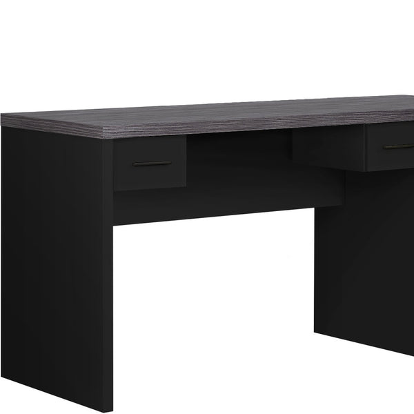 Homeroots 59" Gray And Black L Shape Computer Desk With Eight Drawers Black,Grey  333528