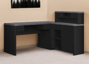 Homeroots 59" Gray And Black L Shape Computer Desk With Eight Drawers Black,Grey  333528