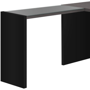 Homeroots 55" Gray And Black L Shape Computer Desk With Three Drawers Black,Clear,Grey  333529