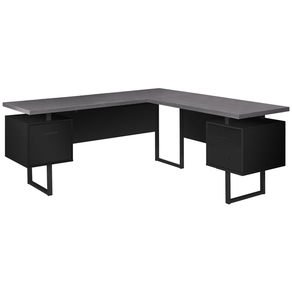 Homeroots 71" Gray And Black L Shape Computer Desk With Three Drawers Black,Grey  333530
