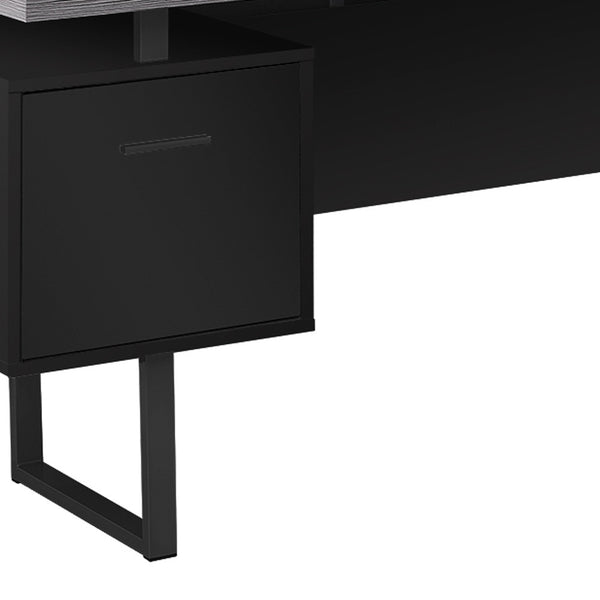 Homeroots 71" Gray And Black L Shape Computer Desk With Three Drawers Black,Grey  333530