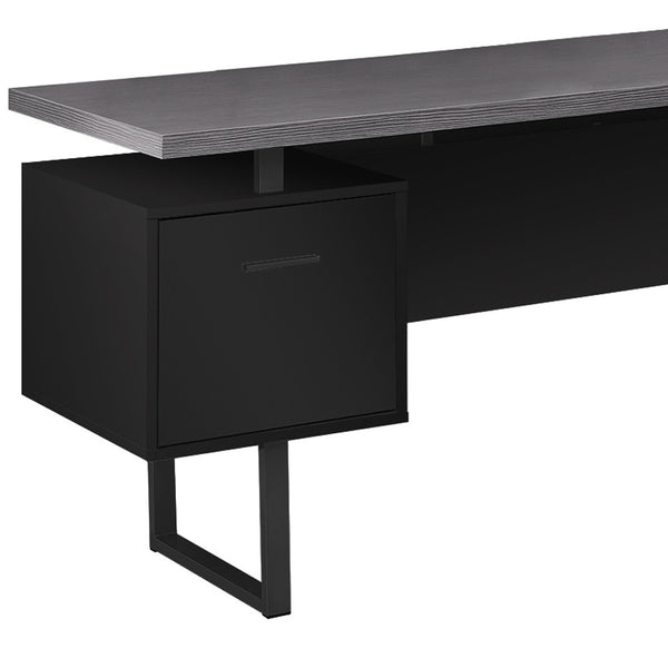 Homeroots 71" Gray And Black L Shape Computer Desk With Three Drawers Black,Grey  333530