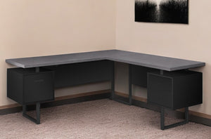 Homeroots 71" Gray And Black L Shape Computer Desk With Three Drawers Black,Grey  333530