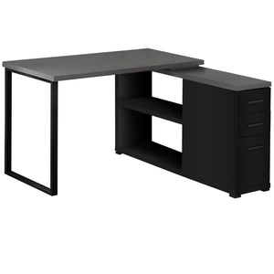 Homeroots 47" Gray And Black L Shape Computer Desk With Three Drawers Black,Grey  333531