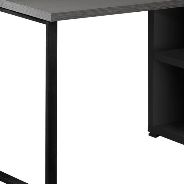 HomeRoots 47" Modern L-Shaped Computer Desk with Three Drawers for a Stylish and Organized Workspace Solution Black,Grey 333531