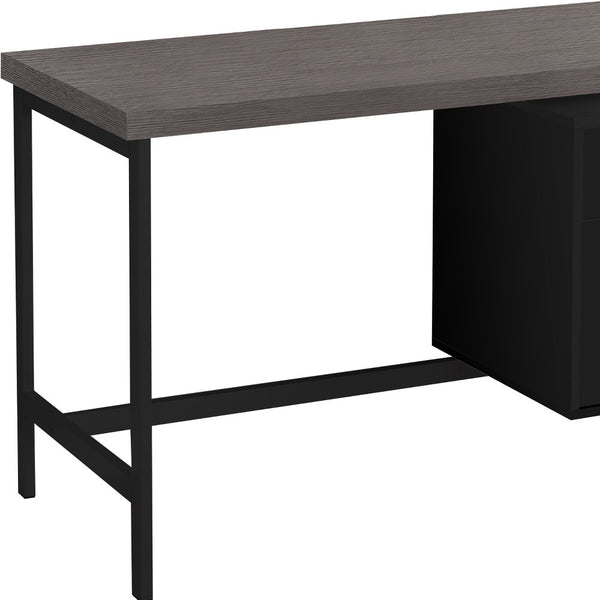 Homeroots 24" Gray And Black Computer Desk With Two Drawers Black,Grey  333535