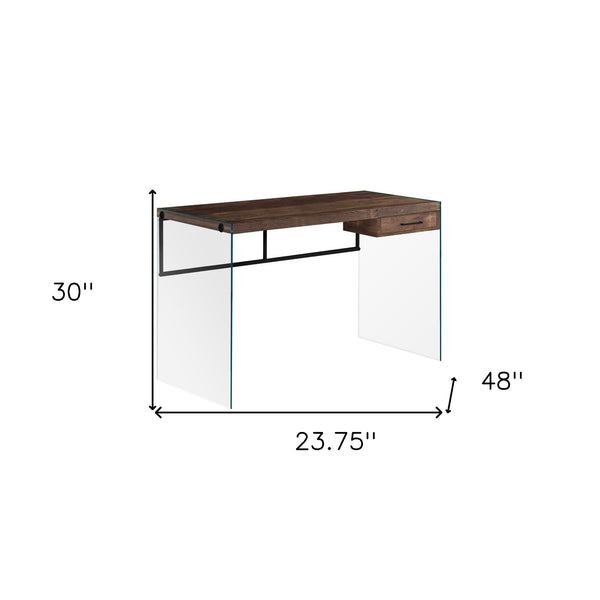 Homeroots 24" Brown And Clear Computer Desk   333541