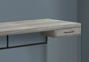 HomeRoots 24" Modern Glass and Manufactured Wood Computer Desk for Stylish Home Office or Executive Suite Grey,Black, Clear 333542