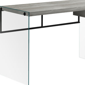 Homeroots 24" Gray And Clear Computer Desk Grey,Black,Clear  333542