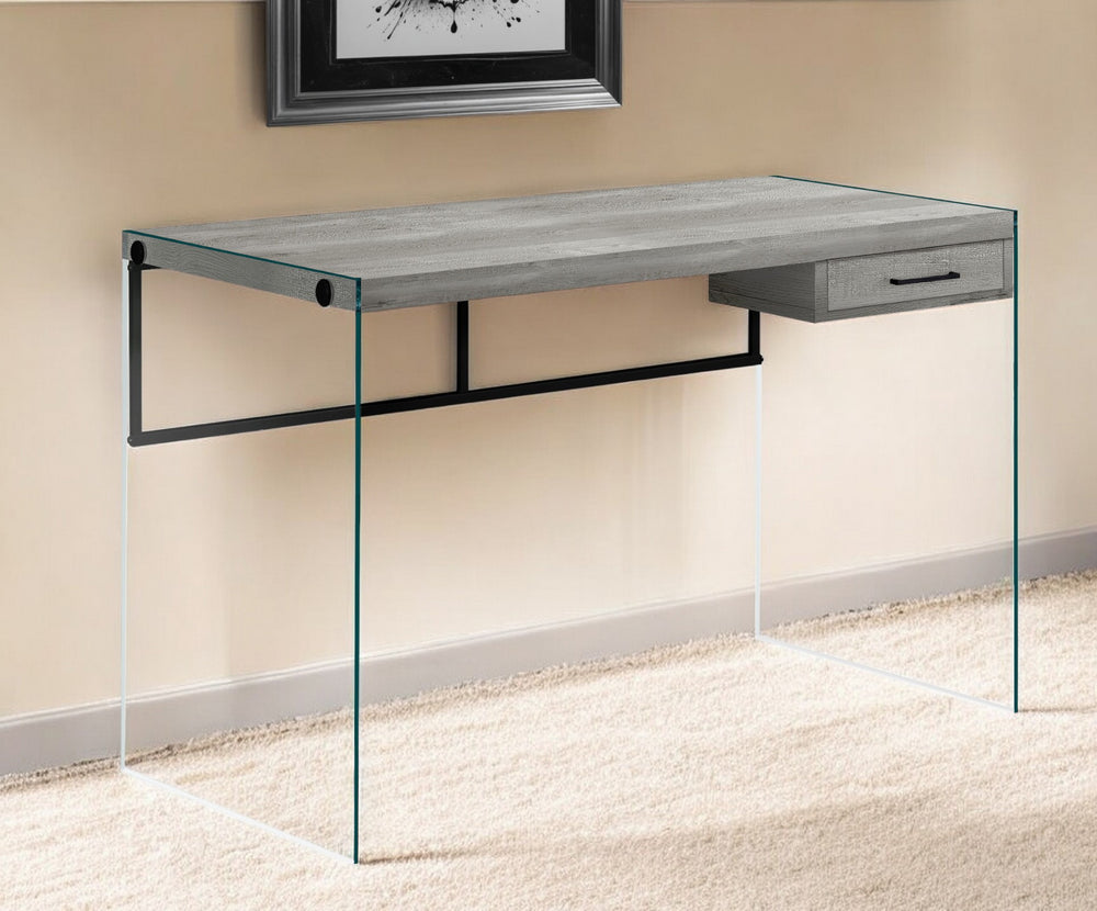 Homeroots 24" Gray And Clear Computer Desk Grey,Black,Clear  333542