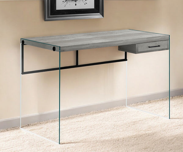 Homeroots 24" Gray And Clear Computer Desk Grey,Black,Clear  333542