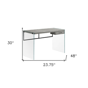 Homeroots 24" Gray And Clear Computer Desk Grey,Black,Clear  333542