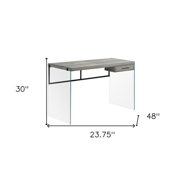 Homeroots 24" Gray And Clear Computer Desk Grey,Black,Clear  333542