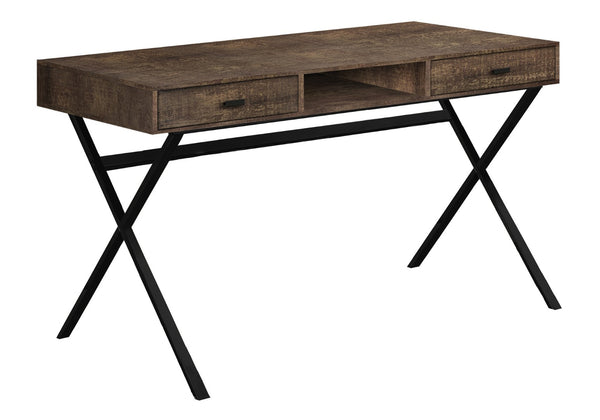 HomeRoots 24" Modern Computer Desk with Two Hidden Drawers for Organized Workspaces and Stylish Décor Brown,Black 333544