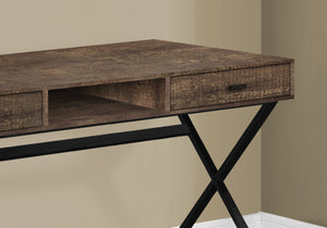 HomeRoots 24" Modern Computer Desk with Two Hidden Drawers for Organized Workspaces and Stylish Décor Brown,Black 333544