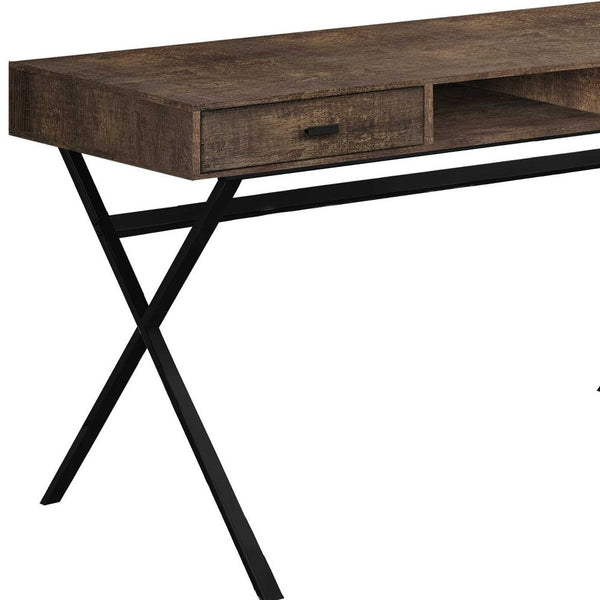 Homeroots 24" Brown And Black Computer Desk With Two Drawers Brown,Black  333544