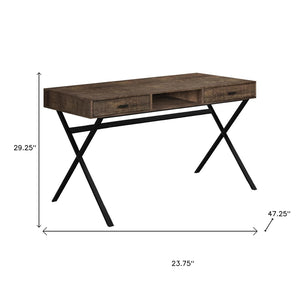 HomeRoots 24" Modern Computer Desk with Two Hidden Drawers for Organized Workspaces and Stylish Décor Brown,Black 333544