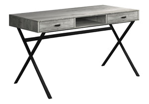 HomeRoots 24" Modern Computer Desk with Two Hidden Drawers for Organized Workspaces and Stylish Décor Grey,Black 333545