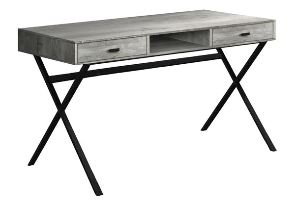 HomeRoots 24" Modern Computer Desk with Two Hidden Drawers for Organized Workspaces and Stylish Décor Grey,Black 333545