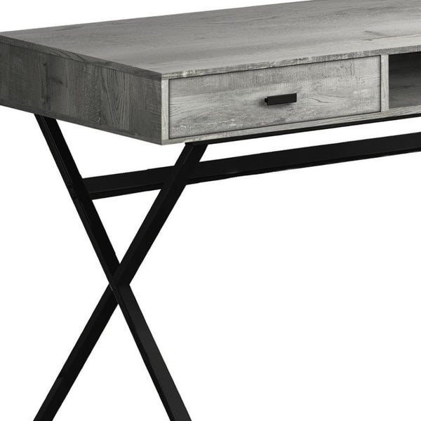 HomeRoots 24" Modern Computer Desk with Two Hidden Drawers for Organized Workspaces and Stylish Décor Grey,Black 333545
