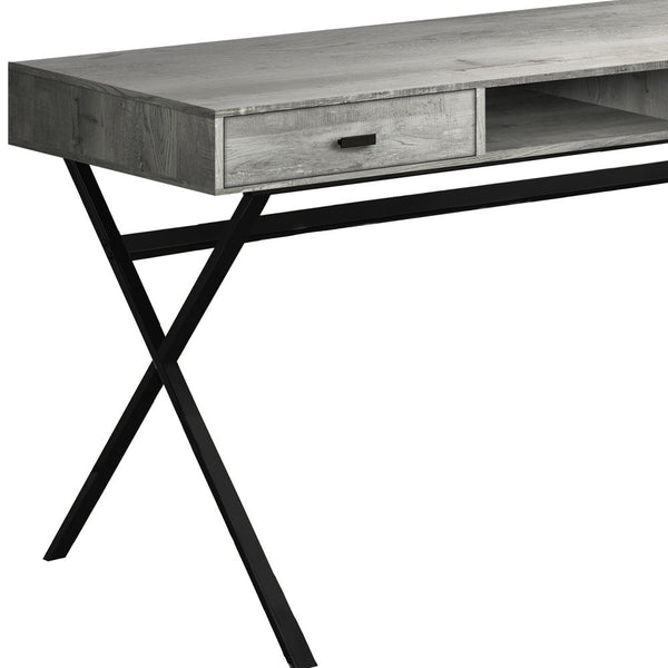 Homeroots 24" Gray And Black Computer Desk With Two Drawers Grey,Black  333545