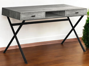 Homeroots 24" Gray And Black Computer Desk With Two Drawers Grey,Black  333545