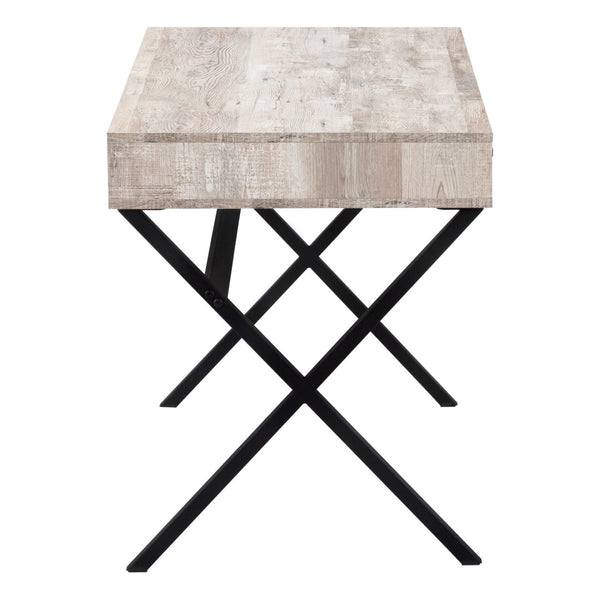 HomeRoots 24" Modern Computer Desk with Two Hidden Drawers for Organized Workspaces and Stylish Décor Taupe,Black 333546