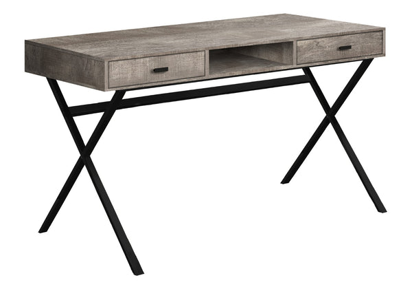 HomeRoots 24" Modern Computer Desk with Two Hidden Drawers for Organized Workspaces and Stylish Décor Taupe,Black 333546