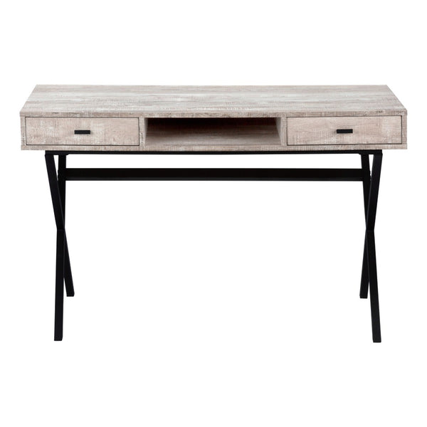 HomeRoots 24" Modern Computer Desk with Two Hidden Drawers for Organized Workspaces and Stylish Décor Taupe,Black 333546