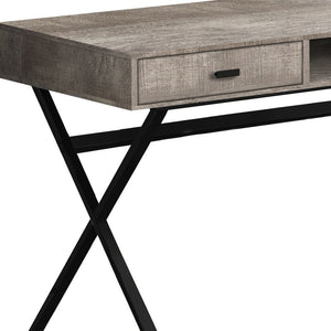 Homeroots 47" Taupe And Black Computer Desk With Two Drawers Taupe,Black  333546
