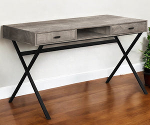 Homeroots 47" Taupe And Black Computer Desk With Two Drawers Taupe,Black  333546