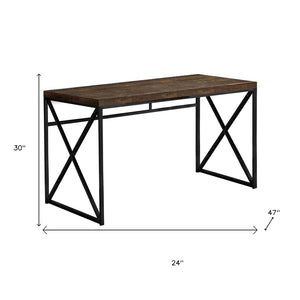 HomeRoots 24" Brown and Black Computer Desk - Stylish, Compact Executive Workspace for Home or Office Use 333547