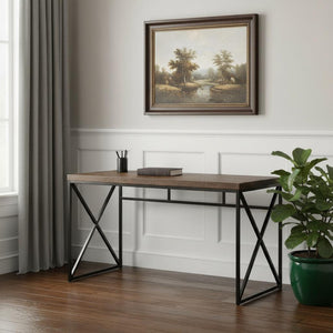 HomeRoots 24" Brown and Black Computer Desk - Stylish, Compact Executive Workspace for Home or Office Use 333547