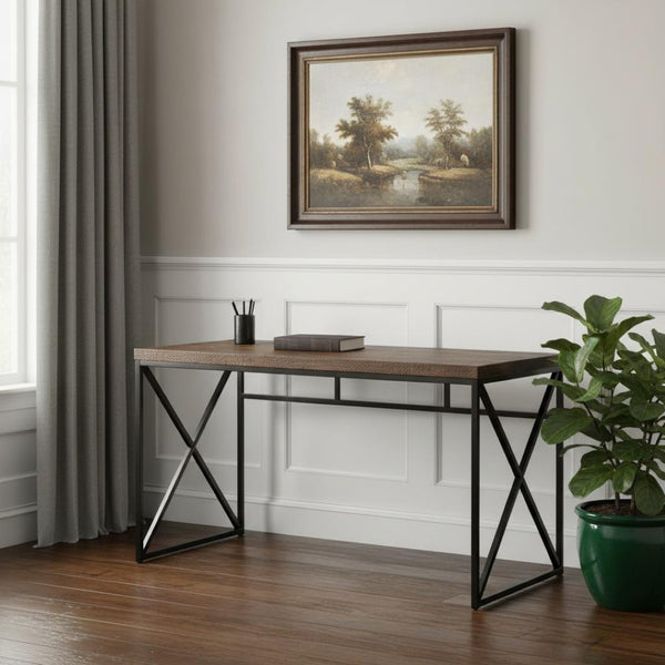 HomeRoots 24" Brown and Black Computer Desk - Stylish, Compact Executive Workspace for Home or Office Use 333547