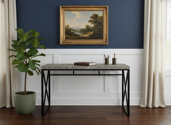 HomeRoots 24" Gray and Black Computer Desk - Stylish, Compact Workspace Solution for Home and Office Use 333548