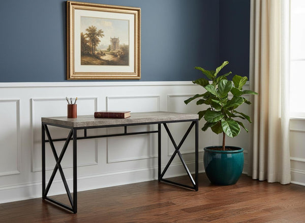 HomeRoots 24" Taupe and Black Computer Desk - Stylish, Durable Workspace for Home or Office with Modern Elegance 333549