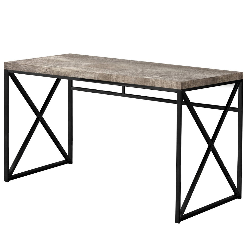 HomeRoots 24" Taupe and Black Computer Desk - Stylish, Durable Workspace for Home or Office with Modern Elegance 333549