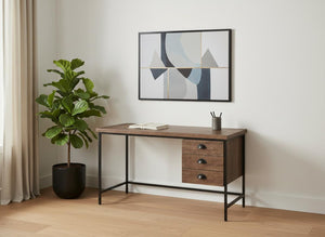 HomeRoots 24" Computer Desk - Stylish Workspace Solution with Three Hidden Drawers for Organized Elegance Brown,Black 333550
