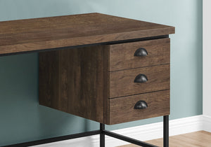 HomeRoots 24" Computer Desk - Stylish Workspace Solution with Three Hidden Drawers for Organized Elegance Brown,Black 333550