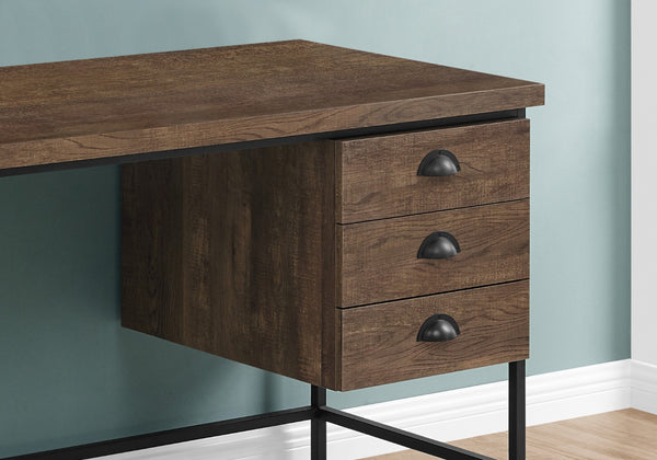 HomeRoots 24" Computer Desk - Stylish Workspace Solution with Three Hidden Drawers for Organized Elegance Brown,Black 333550