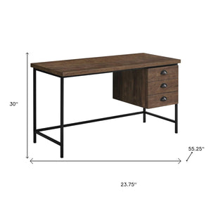 HomeRoots 24" Computer Desk - Stylish Workspace Solution with Three Hidden Drawers for Organized Elegance Brown,Black 333550