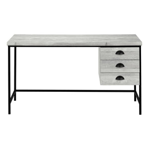 HomeRoots 24" Computer Desk - Stylish Workspace Solution with Three Hidden Drawers for Organized Elegance Grey,Black 333551